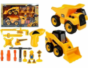 LeanToys Sada aut Jeřáb Sklápěč Bagr k odšroubování