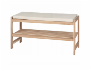 Wenko ACINA, dřevěná botní skříňka se sedákem z materiálu podobného lnu