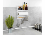 Wenko Multifunkční kuchyňská police MAGNA s držákem na papírové utěrky a háčky, instalace bez vrtání, WENKO