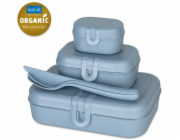 Koziol Svačinový box PASCAL READY, sada 3 nádob a příborů, KOZIOL