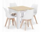 Leobert Sada čtvercového stolu 80x80 dub Sonoma + 4 bílé ...