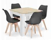 Leobert Sada čtvercového stolu 80x80 dub Sonoma + 4 černé židle MARK