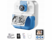 Xrec Instantní fotoaparát pro děti, digitální MP3 hry, tisk, telefon, objektiv 180 s / P02 modrý