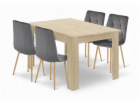Malys Group Sada stolu NP 120x80 dub Sonoma + 4 šedé židl...