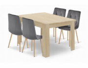 Malys Group Sada stolu NP 120x80 dub Sonoma + 4 šedé židle LIBRA