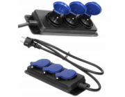 Orno Prodlužovací kabel do dílny s ochranou proti stříkající vodě IP44, 3 zásuvky 2P+Z IP44, gumový kabel, H05RR-F 3x1,5 mm2, délka 3 m