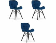 Leobert Židle LAGO Samet - tmavě modrá / černé nohy x 3