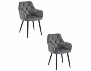 Leobert Židle JORK - tmavě šedý samet / černé nohy x 2