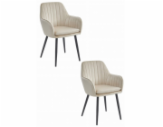 Leobert Židle LUGO - béžový samet / černé nohy x 2