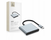 Tech-Protect Adaptér HB08 HUB 4v1 USB-C, USB-A 2.0, 2xHDMI 4K 60Hz, vesmírně šedý