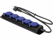 Orno Prodlužovací kabel do dílny s ochranou proti stříkající vodě IP44, 5 zásuvek 2P+Z IP44, gumový kabel, H05RR-F 3x1,5 mm2, délka 3 m