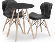 Leobert Sada kulatého stolu TODI 60 černý + 2 černé židle LAGO