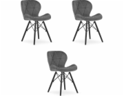Leobert Židle LAGO Samet - šedé / černé nohy x 3
