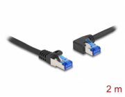 Delock Síťový kabel rozhraní RJ45 Cat.6A, S/FTP, přímý / levý pravoúhlý, 2 m, černý