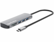 Manhattan 190459 Kabelová dokovací stanice USB 3.2 Gen 1 (3.1 Gen 1) Type-C Šedá