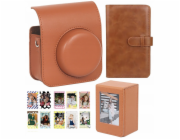 LoveInstant Sada 4 v 1: Pouzdro, album, krabička, samolepky, fotografie pro Fuji Instax Mini 41 / hnědá