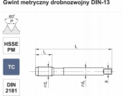 Fanar Závit M 8x1 NGMM/2-P DIN-2181 (6HX) HSSE-PM TICN HRC40