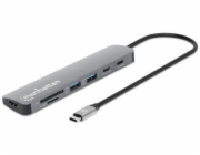 Manhattan 190442 Kabelová dokovací stanice USB 3.2 Gen 1 (3.1 Gen 1) Type-C Šedá