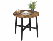 Leobert Loftový stůl, kulatý, 80 cm, rustikálně hnědý, černá ocelová deska