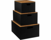 5five Sada 3 bambusových krabiček s víkem BAVA.