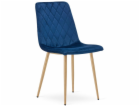 Leobert Židle TURIN - tmavě modrý samet / nohy v barvě dř...