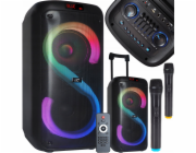 LTC RGB Bluetooth reproduktor 2x8'' 400W, 2 mikrofony a dálkové ovládání USB/SD/AUX/FM 7200mAh