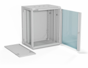 Alantec Nástěnná skříň 19 15U 600x450, jednokřídlé skleněné dveře, plně odnímatelná zadní stěna, plně odnímatelné boční stěny, uzamykatelná, 4 nosníky, šedá, k vlastní montáži - ploché balení, (SW-15U-600-450-01-SF)