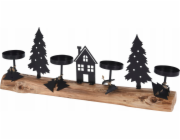 Home Styling Collection Svícen na čajové skříně se zimní scenérií, kolekce pro domácí styling