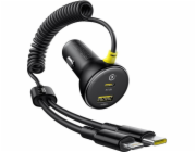 Baseus kulatá plastová nabíječka do auta (U+C) + kabel C&L 60W černá