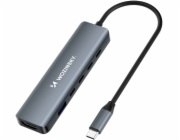 Wozinsky 6v1 Hub Splitter USB-A USB-C DisplayPort HDMI - šedý 6v1 Hub Splitter USB-A USB-C DisplayPort HDMI - šedý