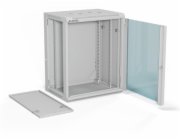 Alantec Nástěnná skříň 19 15U 600x450, jednokřídlé skleněné dveře, plně odnímatelná zadní stěna, plně odnímatelné boční stěny, uzamykatelná, 4 nosníky, šedá, (SW-15U-600-450-01-SA)