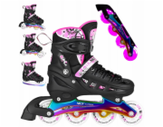 Nils Extreme NH10905 4v1 RŮŽOVÉ LED KOLENEČKOVÉ BRUSLÍ S DUHOVOU HOKEJOVOU ČEPELÍ VELIKOST S (31-34) NILS EXTREME