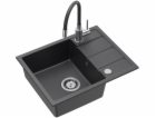 GraniteQ Dřez MIKE 116 z černé žuly, 1 dřez, s/bez (56x44...