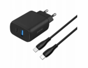 PROOVE 230V 30W nabíječka do zásuvky pro USB-C USB Type-C + USB kabel 1m 60W USB-C / Wcsp23011001 / Silikonový Power 2 / Černá