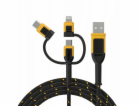 DeWalt USB kabel USB-A - USB-C + microUSB + Lightning 1,8...
