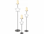 Boltze Kovové svícny s hvězdou GUILA, 3 ks, výška 54,5 - 99,5 cm