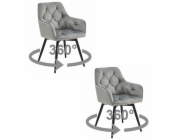 Leobert Židle JORK360 - stříbrošedý samet / černé nohy x 2