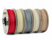 Spectrum Speciální PLA filament mix 5x250g, 80754, světlý kámen, tmavý kámen, termoaktivní červená, dubový dřevěný, zářivě zelená