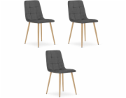Leobert Židle KARA - tmavě šedý samet / nohy v barvě dřeva x 3