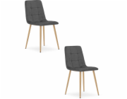 Leobert Židle KARA - tmavě šedý samet / nohy v barvě dřeva x 2