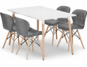 Leobert Sada obdélníkového stolu ADRIA 120x80 bílý + 4 židle LAGO šedé