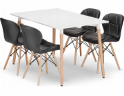 Leobert Sada obdélníkového stolu ADRIA 120x80 bílý + 4 židle LAGO černé