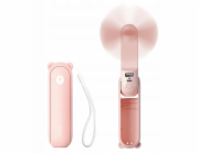 Jisulife Přenosný ruční ventilátor Life8 s USB portem, funkcí powerbanky 2000 mAh a baterkou - růžový
