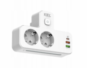 Plastrol Dvojitá rozbočovač zásuvek s vypínačem a žárovkou SCHUKO + USB R-270SWS/CA