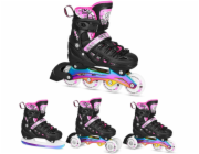 Nils Extreme NH10905 4v1 RŮŽOVÉ LED KOLENEČKOVÉ BRUSLÍ S DUHOVOU HOKEJOVOU ČEPELÍ VELIKOST L (39-42) NILS EXTREME