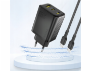 Dudao A29 65W GaN nabíječka do zásuvky 2 x USB-C + 1 x USB-A - černá