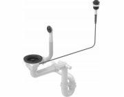 NoName 3 1/2" odtok PUSH TO OPEN s 1komorovým sifonem Power Color z čistého uhlíku (GRANIT - vertikální), úspora místa, kulaté tlačítko