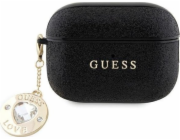 Guess Guess GUAP2PGEHCDK Kryt na AirPods Pro 2 černý/černý Pevný třpytivý přívěsek s diamantem ve tvaru srdce