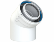 Poujoulat Koleno výfukového potrubí 60/100 (PP/AL) dvoustěnné bílé 45 stupňů