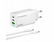 Wozinsky Nabíječka GaN 65W s 2xUSB-C USB porty a 65W CC kabelem - bílá